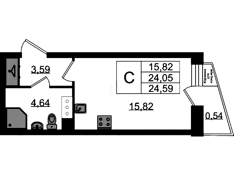 Квартира студия 24.59 м², 6/11 эт., ЖК «VEREN NORT Сертолово»